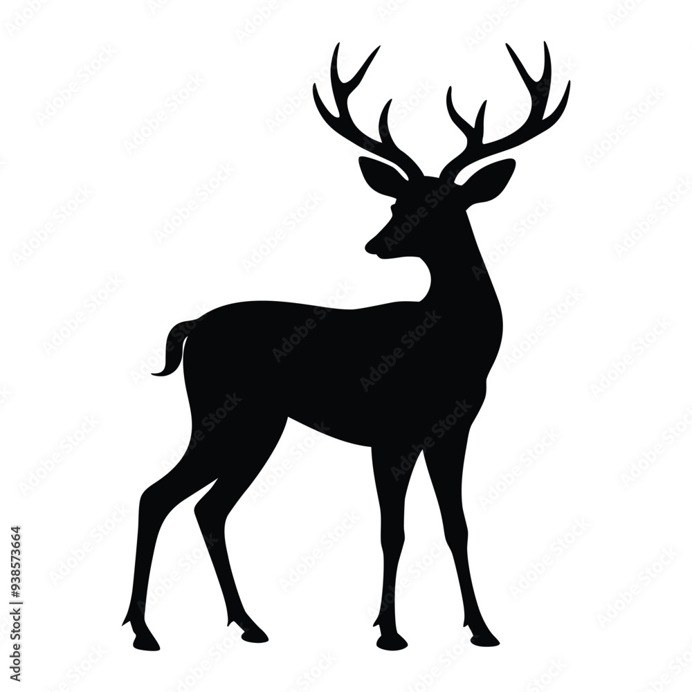 Obraz premium deer silhouette vector Illustration on white background