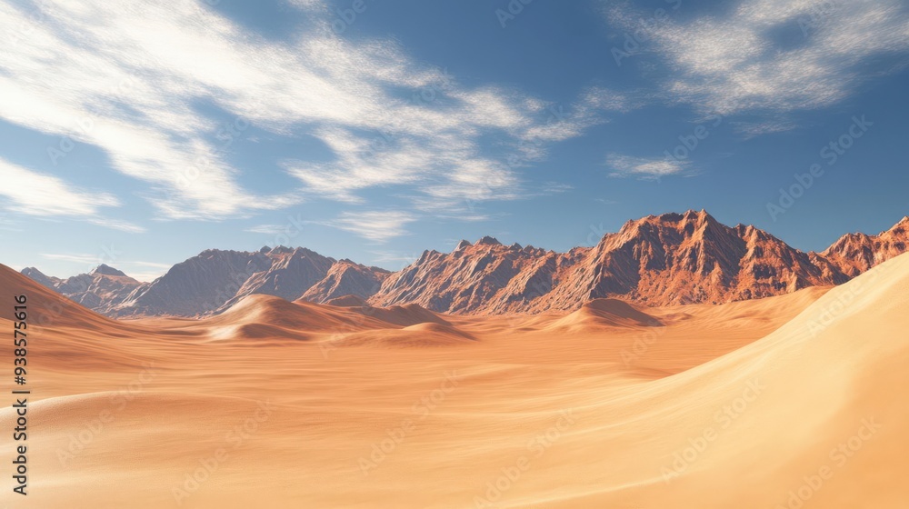 A desert landscape with stone mountains and a spectacular sky A desert landscape with stone mountains and a spectacular sky