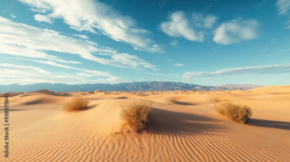 A desert landscape with a few bushes and a spectacular sky A desert landscape with a few bushes and a spectacular sky