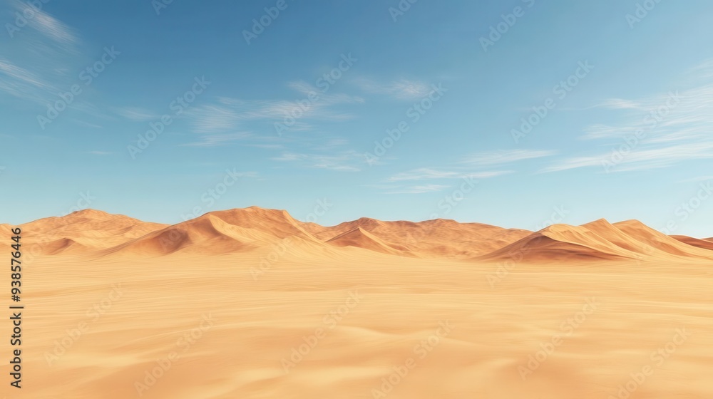 Fototapeta premium A desert landscape with a few bushes and a spectacular sky