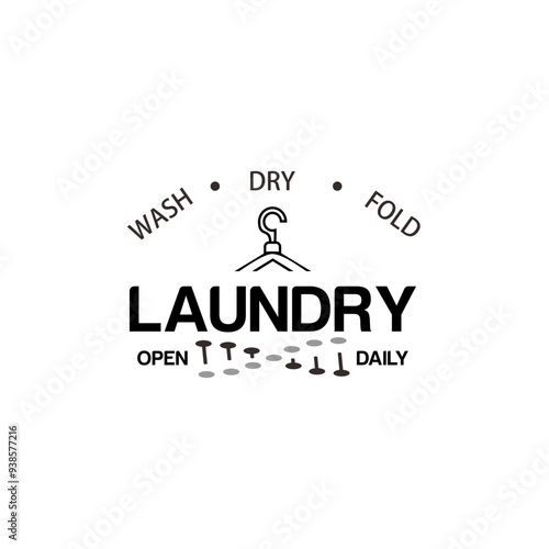 vintage laundry logo design vector illustration