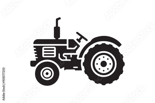 Tractor silhouette minimalist clipart vector art illustration.