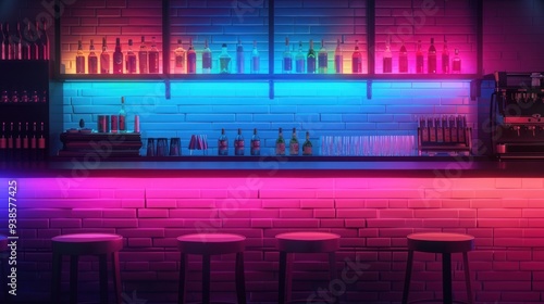 simple bar and empty but the light still on and colorful