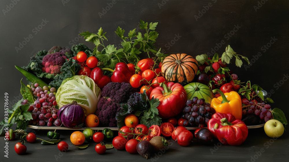 A delectable assortment of fresh vegetables and fruits, rich in color and ready to eat. A delectable assortment of fresh vegetables and fruits, rich in color and ready to eat.