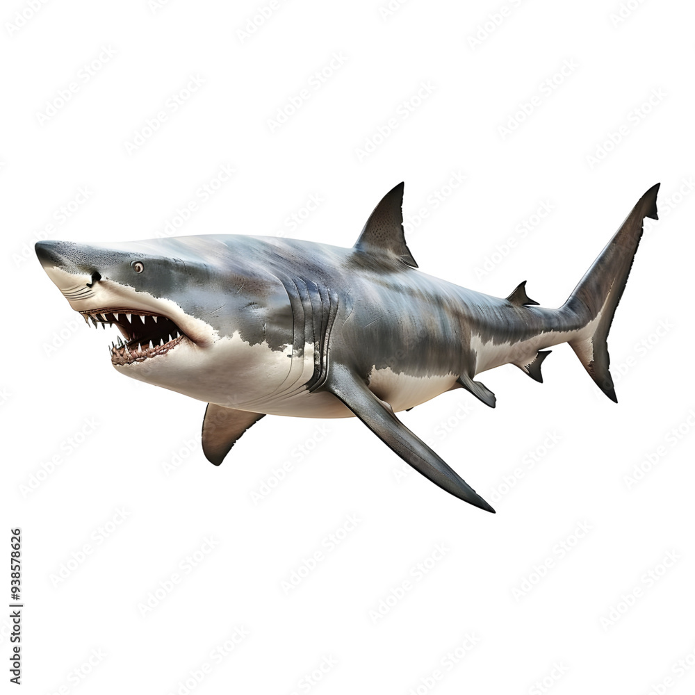 Fototapeta premium Shark isolated on transparent background 8K high detailed
