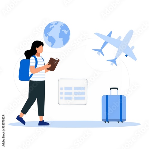 Educational Travel Concept with Young Traveler and Airplanes