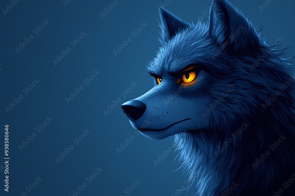 Cartoon Halloween werewolf on a blue background with space for copy. Spooky and scary character in costume, perfect for holiday-themed designs and decorations. Cartoon Halloween werewolf on a blue background with space for copy. Spooky and scary character in costume, perfect for holiday-themed designs and decorations.