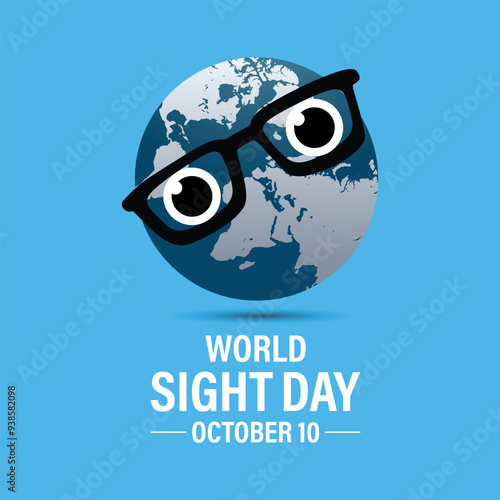 Vector illustration design concept of world sight day observed on october. Eyes with world map banner poster, flyer and background design template.