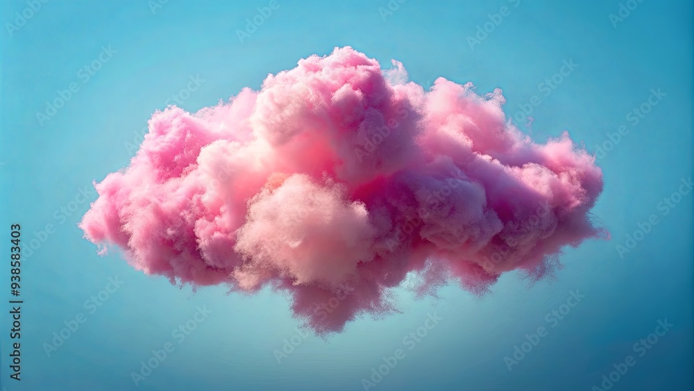 Fototapeta premium Pink cloud with fluffy texture floating in the sky , dreamy, ethereal, pastel, whimsical, serene, peaceful, tranquil, delicate, soft