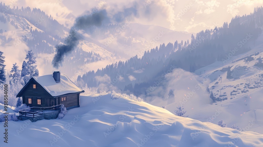 Cozy Cabin in Snowy Mountains Cozy Cabin in Snowy Mountains