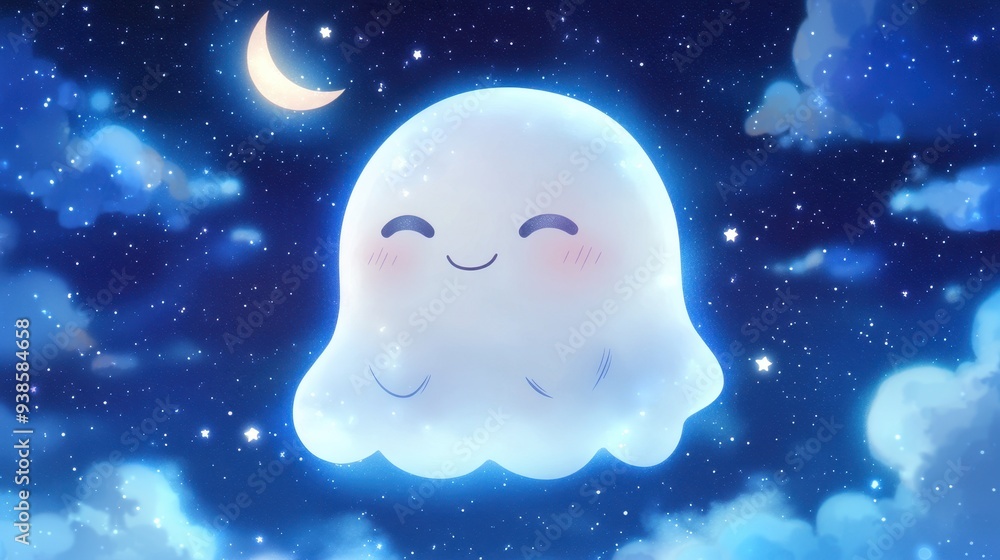 Ghost in the starry night sky with the moon Ghost in the starry night sky with the moon