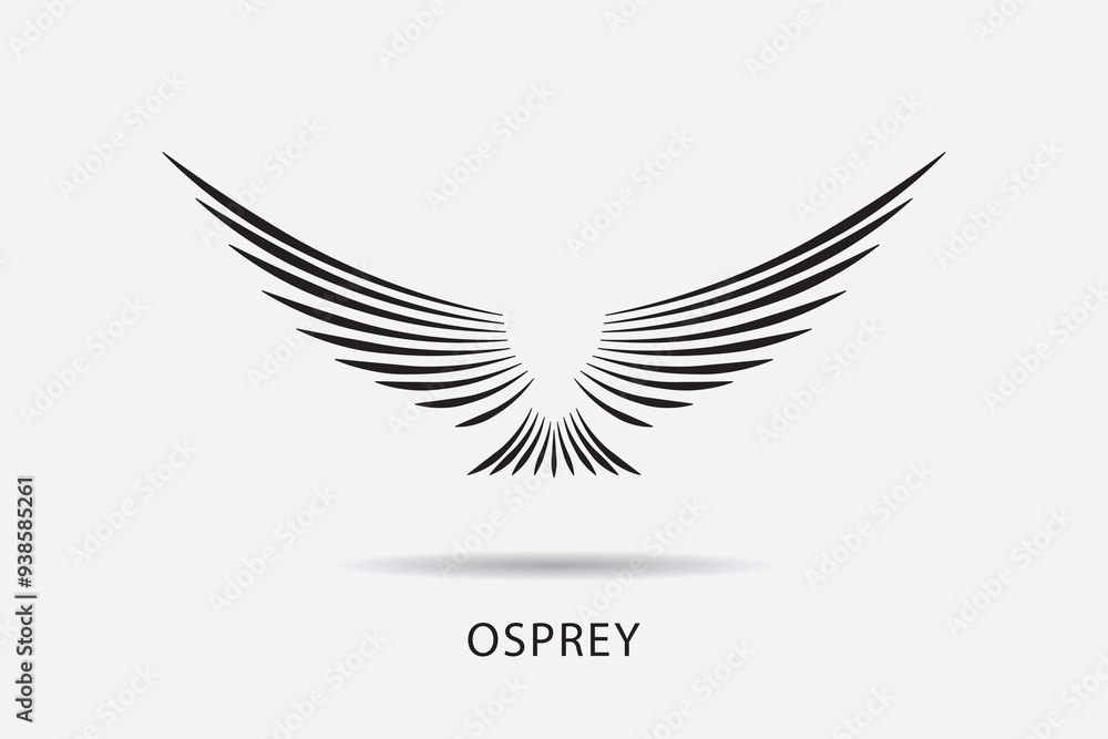 Obraz premium Osprey logo design, flying osprey bird logo design, flying bird.