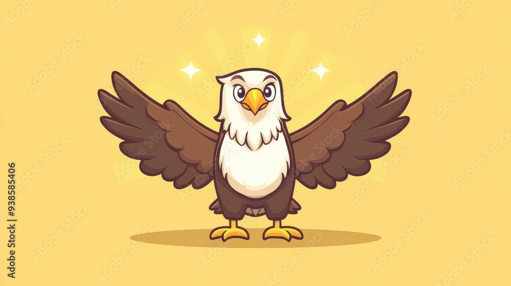 Fun and playful cartoon eagle design, perfect for logos and sketches, with a modern flat illustration style. Fun and playful cartoon eagle design, perfect for logos and sketches, with a modern flat illustration style.