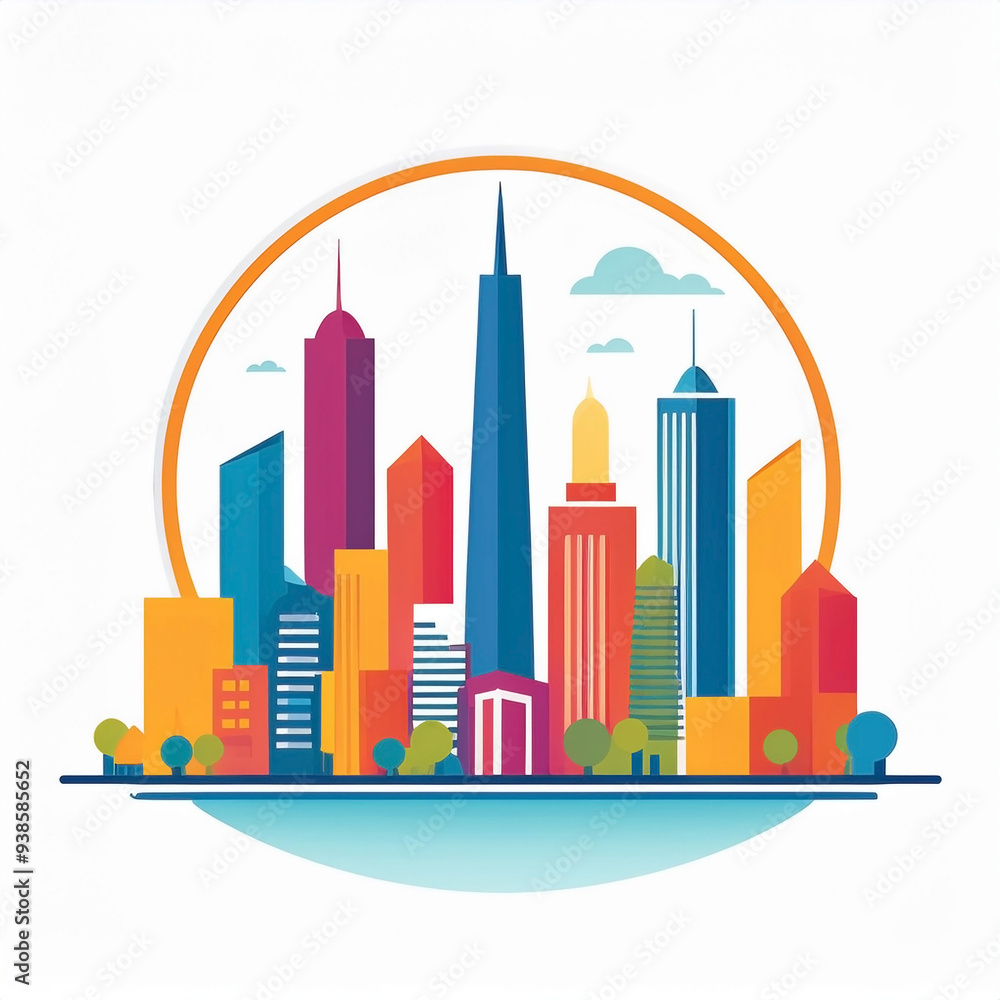 Fototapeta premium city skyline illustration