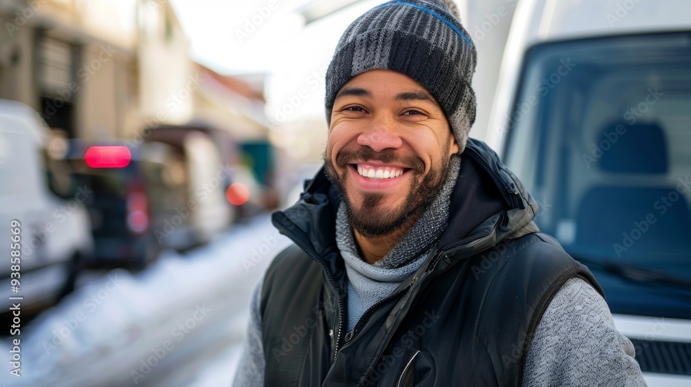 A man wearing a black hat and a black vest is smiling A man wearing a black hat and a black vest is smiling