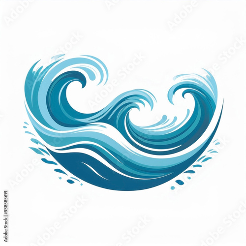 wave logo illustration in a simple and clean flat art style