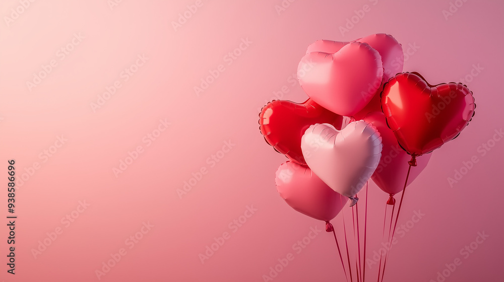 Romantic Heart Balloons Background With Copy Space Romantic Heart Balloons Background With Copy Space