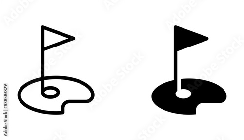 Golf line icon set. Golf yard outline vector icon Symbol on white background