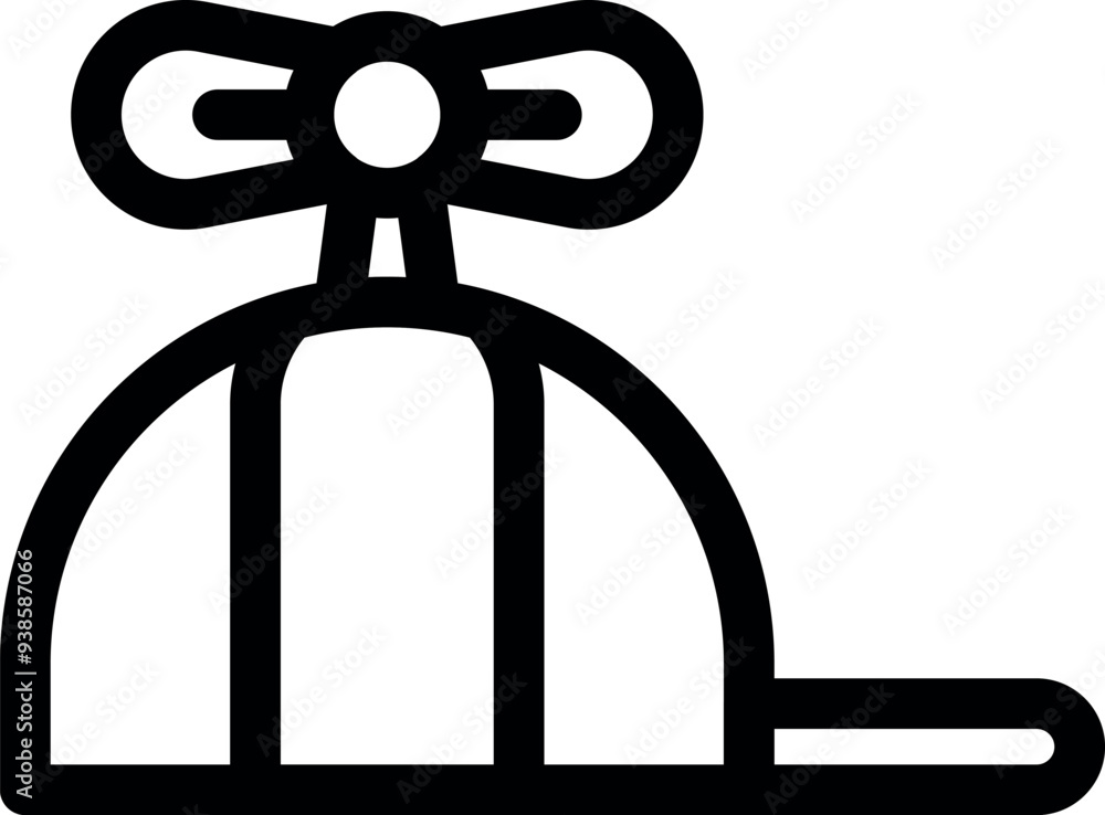 Simple icon of a funny hat with a rotating fan on top, perfect for summer themes Simple icon of a funny hat with a rotating fan on top, perfect for summer themes