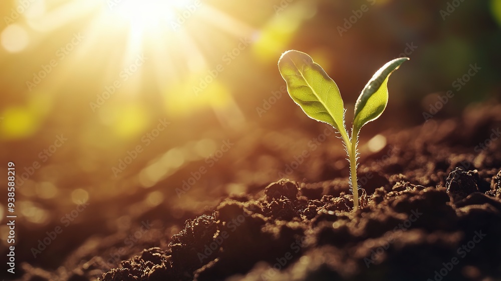 Emerging Life: A Close-up of a Tiny Seed Sprouting with a Delicate Green Shoot Reaching Toward the Bright Sunlight, Symbolizing Growth and Renewal Emerging Life: A Close-up of a Tiny Seed Sprouting with a Delicate Green Shoot Reaching Toward the Bright Sunlight, Symbolizing Growth and Renewal