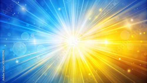 Abstract yellow and blue background with sun rays, abstract, yellow, blue, background, sun rays, light, vibrant, colorful