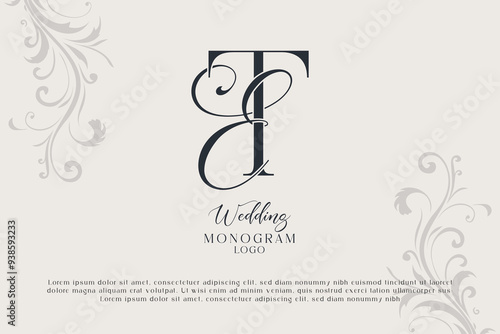 TE and ET wedding monogram logo