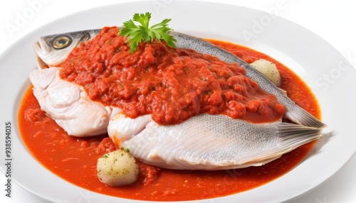  Deliciously baked fish with tomato sauce ready to be savored