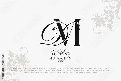 MD DM wedding logo Monogram, Stylish Wedding Couple Logo, Minimalist Wedding Monogram, Initials Logo, Editable wedding monogram