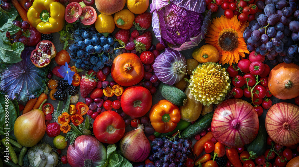 A stunning array of vibrant fruits and vegetables, showcasing nature's colorful bounty. A stunning array of vibrant fruits and vegetables, showcasing nature's colorful bounty.
