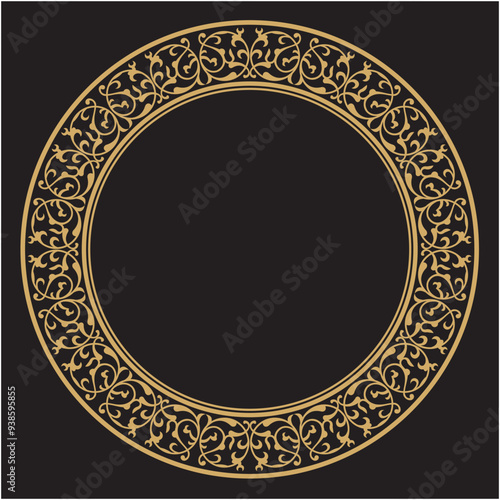 Vector illustration of golden design element circle frame border with elegant pattern. suitable for calligraphy, covers, decorations, etc