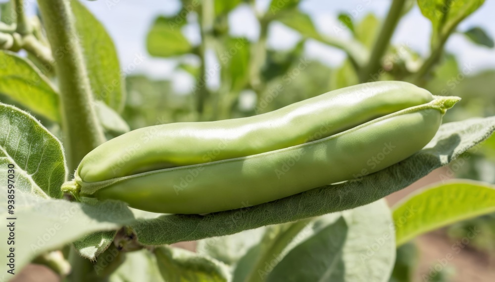 Freshly harvested green beans in the field Freshly harvested green beans in the field