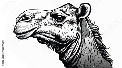 Camel Head Sketch Style - Animal Face Portrait Mammal
