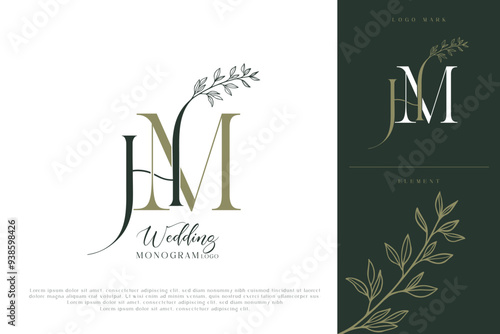 hm wedding initial modern and monogram logo
