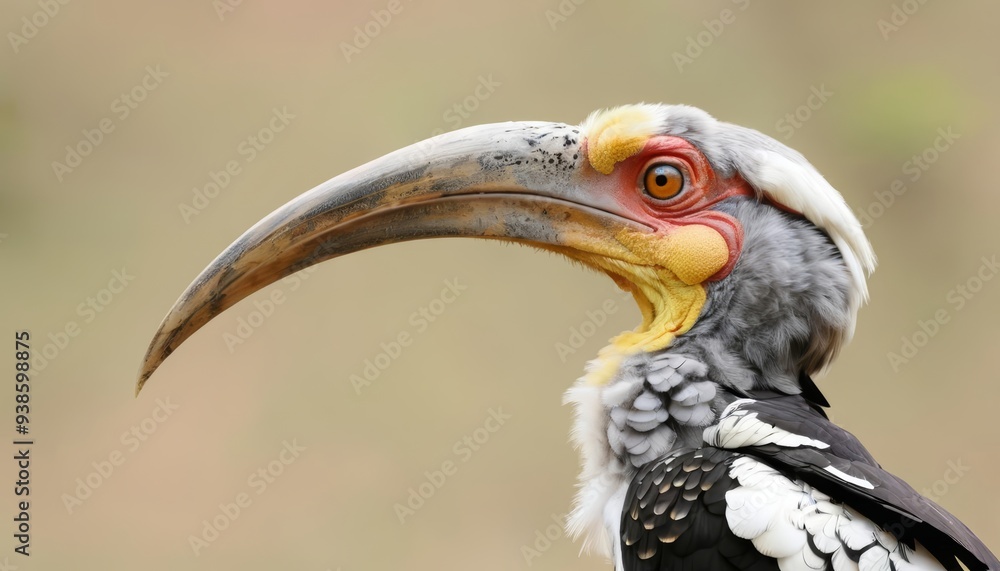 Fototapeta premium Vibrant Vulture A closeup of a colorful bird with striking features