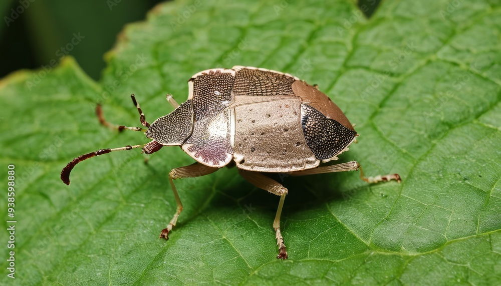 A closeup of a strikingly patterned bug on a leaf A closeup of a strikingly patterned bug on a leaf
