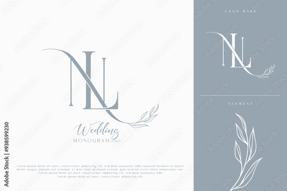 Naklejka premium nl ln wedding initial modern and monogram digital logo
