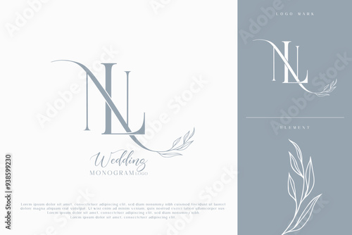 nl ln wedding initial modern and monogram digital logo