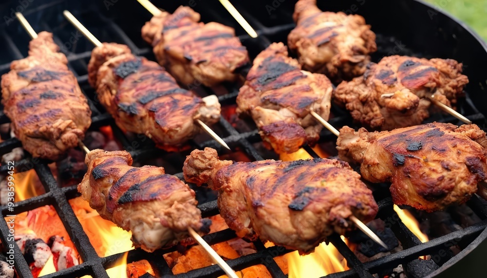 Grillin up a feast with succulent skewers Grillin up a feast with succulent skewers