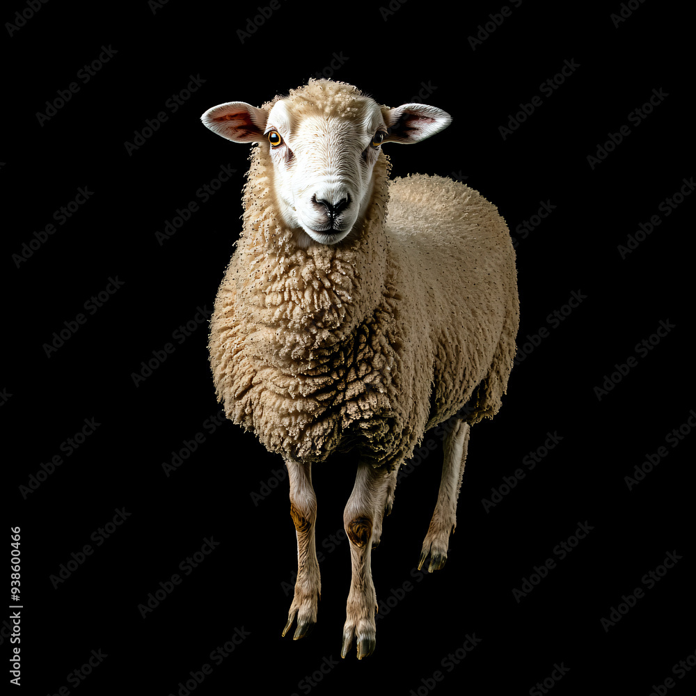 Fototapeta premium Sheep on Black Background.
