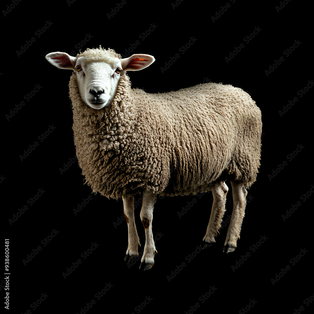 Obraz premium Sheep on Black Background.