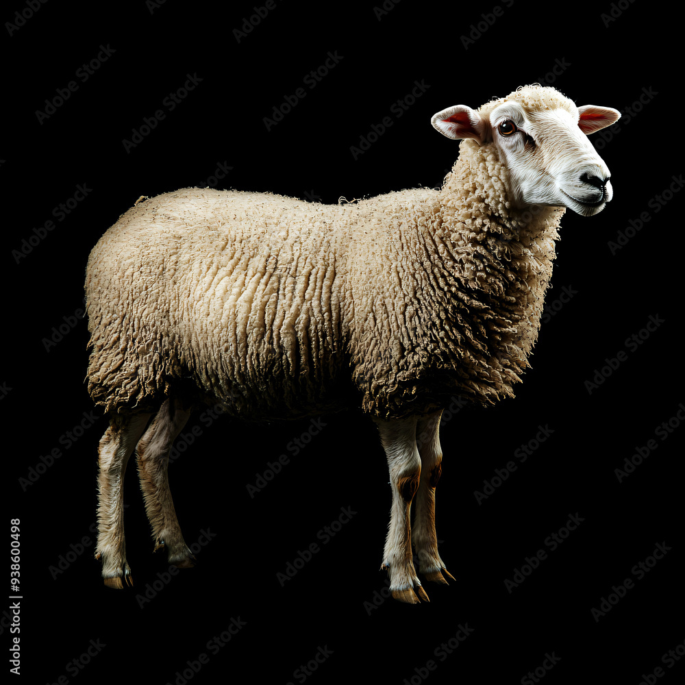 Fototapeta premium Sheep on Black Background.