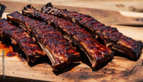  Mouthwatering BBQ ribs ready to be savored photo