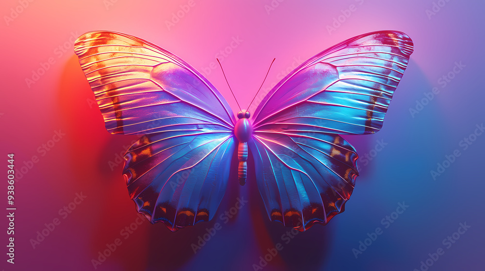 Neon Butterfly Wings on a Pink and Blue Gradient Neon Butterfly Wings on a Pink and Blue Gradient