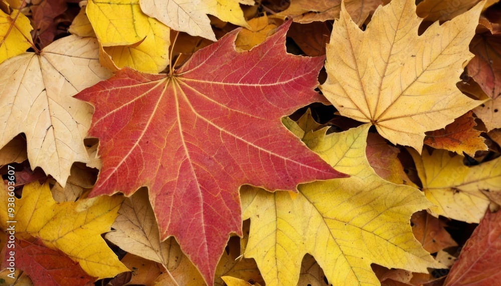 Autumns vibrant palette in a pile of fallen leaves Autumns vibrant palette in a pile of fallen leaves