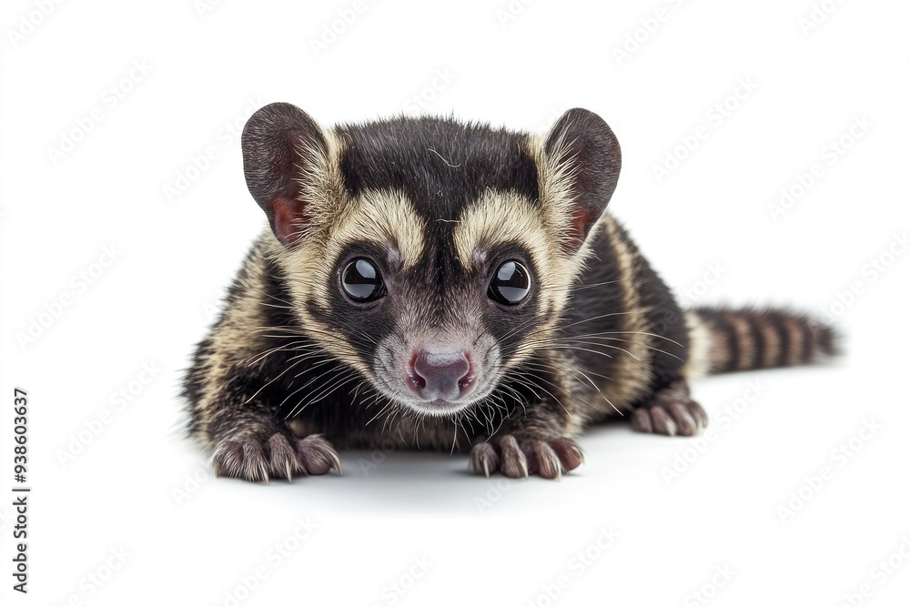 Fototapeta premium Close-up of a Young Asian Palm Civet with Black and White Fur