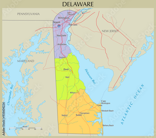 Map of Delaware, United States