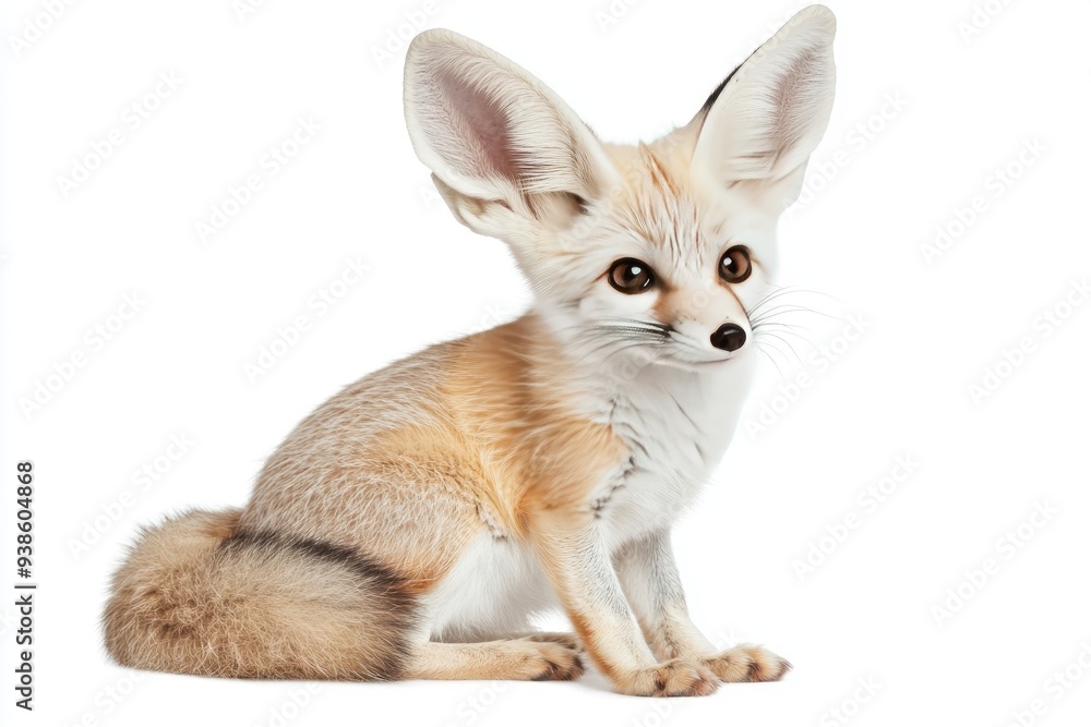 A Fennec Fox Sitting with Large Ears A Fennec Fox Sitting with Large Ears