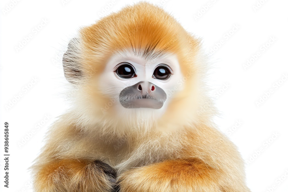 Close-up Portrait of a Golden Monkey with Large, Dark Eyes Close-up Portrait of a Golden Monkey with Large, Dark Eyes