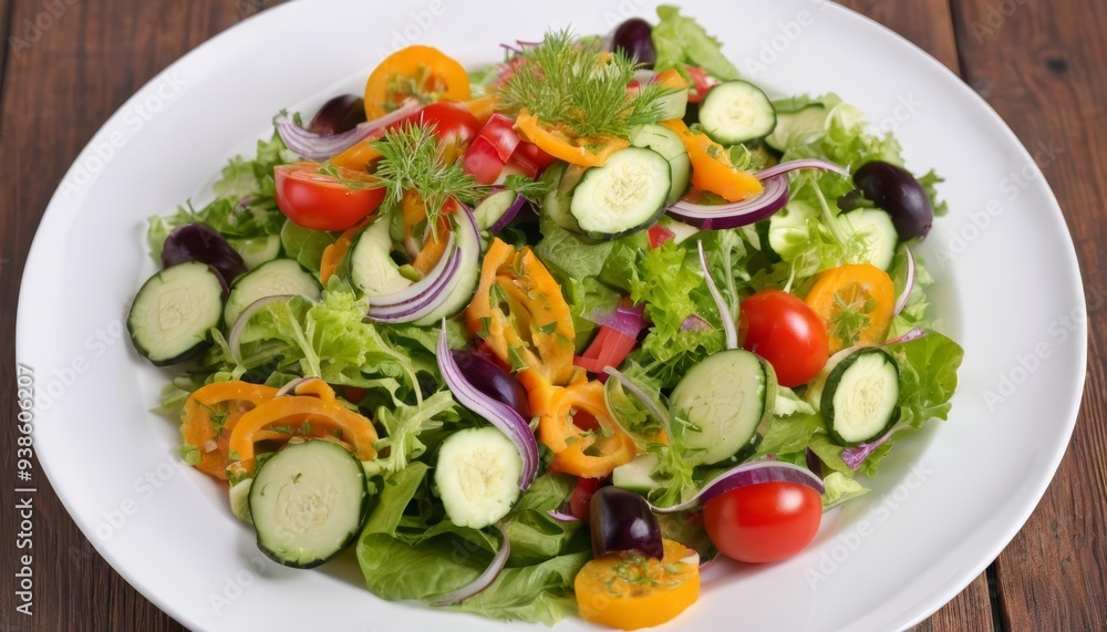 Fresh and vibrant salad ready to be savored Fresh and vibrant salad ready to be savored