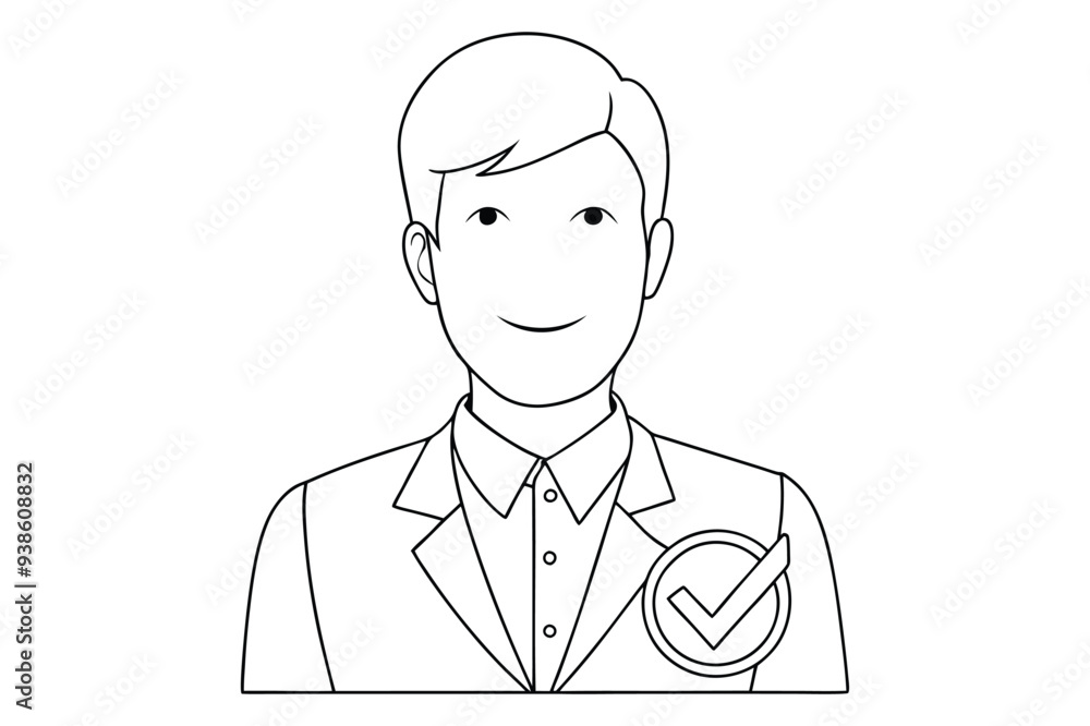 Man line art with editable single icon Man line art with editable single icon